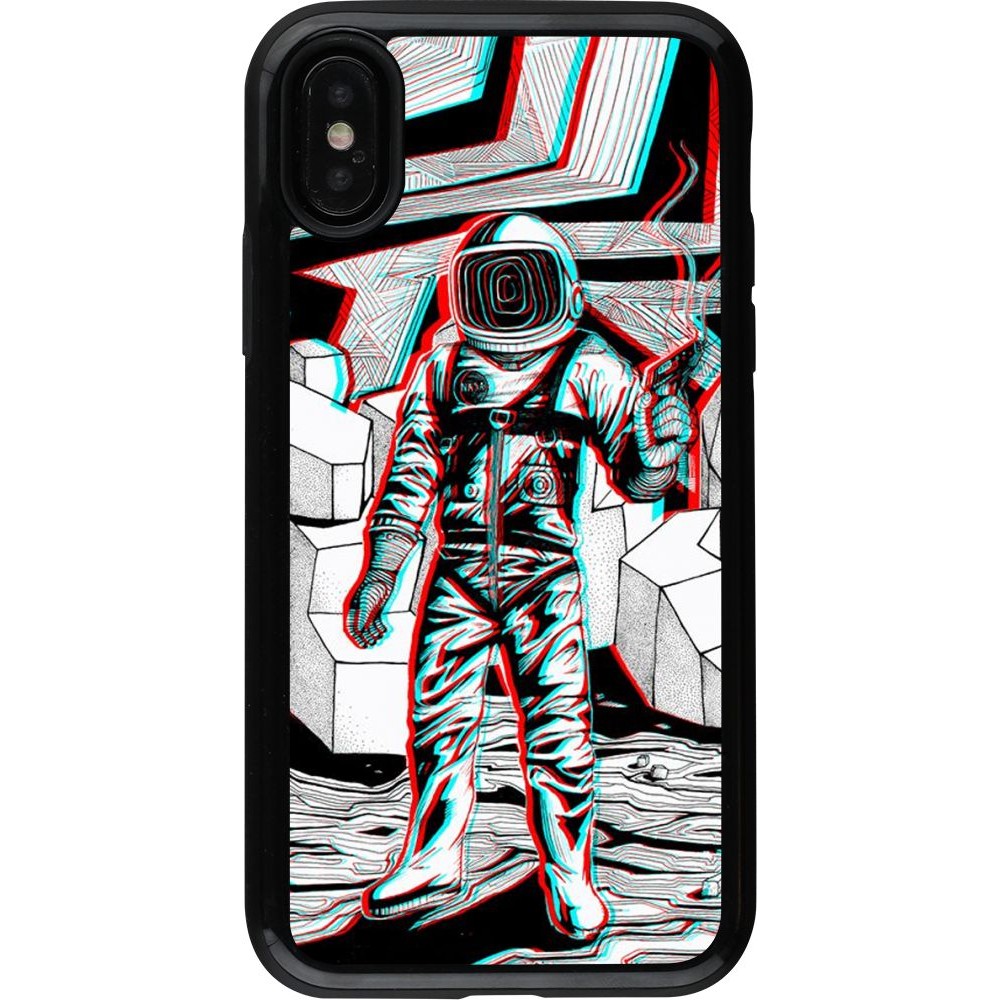 Coque iPhone X / Xs - Hybrid Armor noir Anaglyph Astronaut