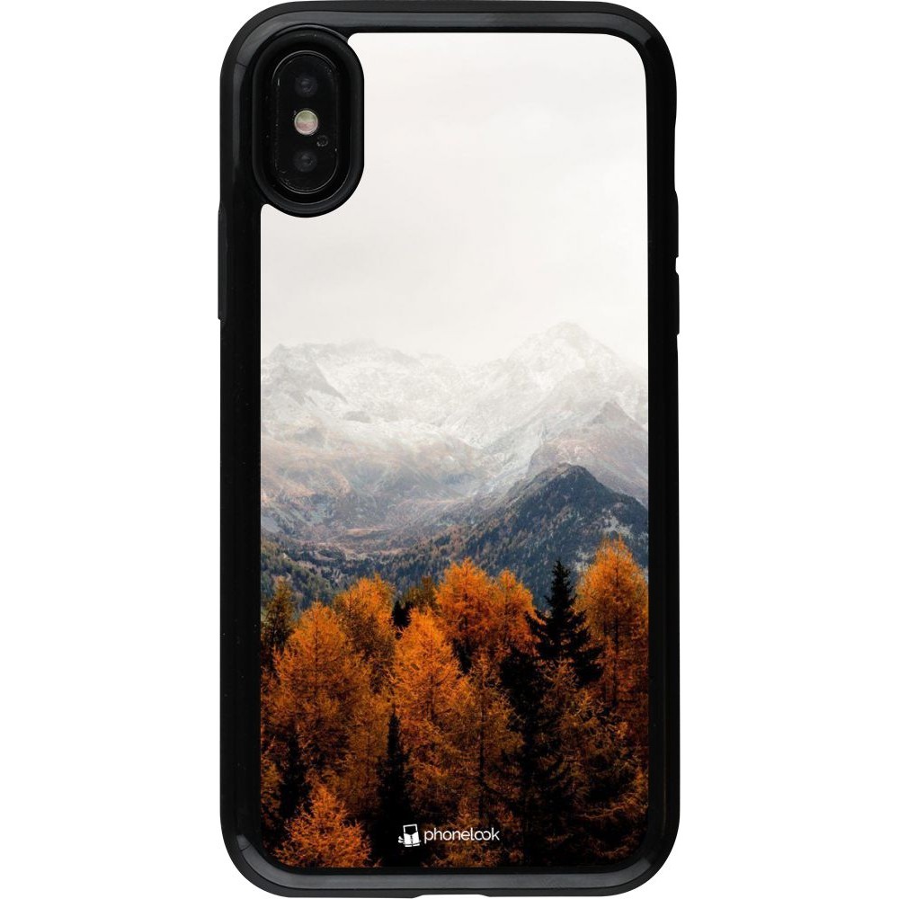 Coque iPhone X / Xs - Hybrid Armor noir Autumn 21 Forest Mountain