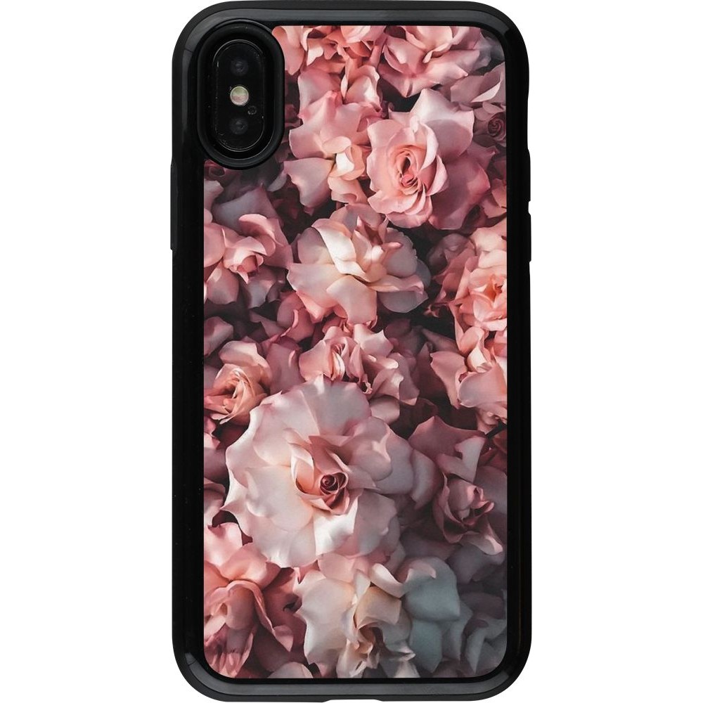 Coque iPhone X / Xs - Hybrid Armor noir Beautiful Roses