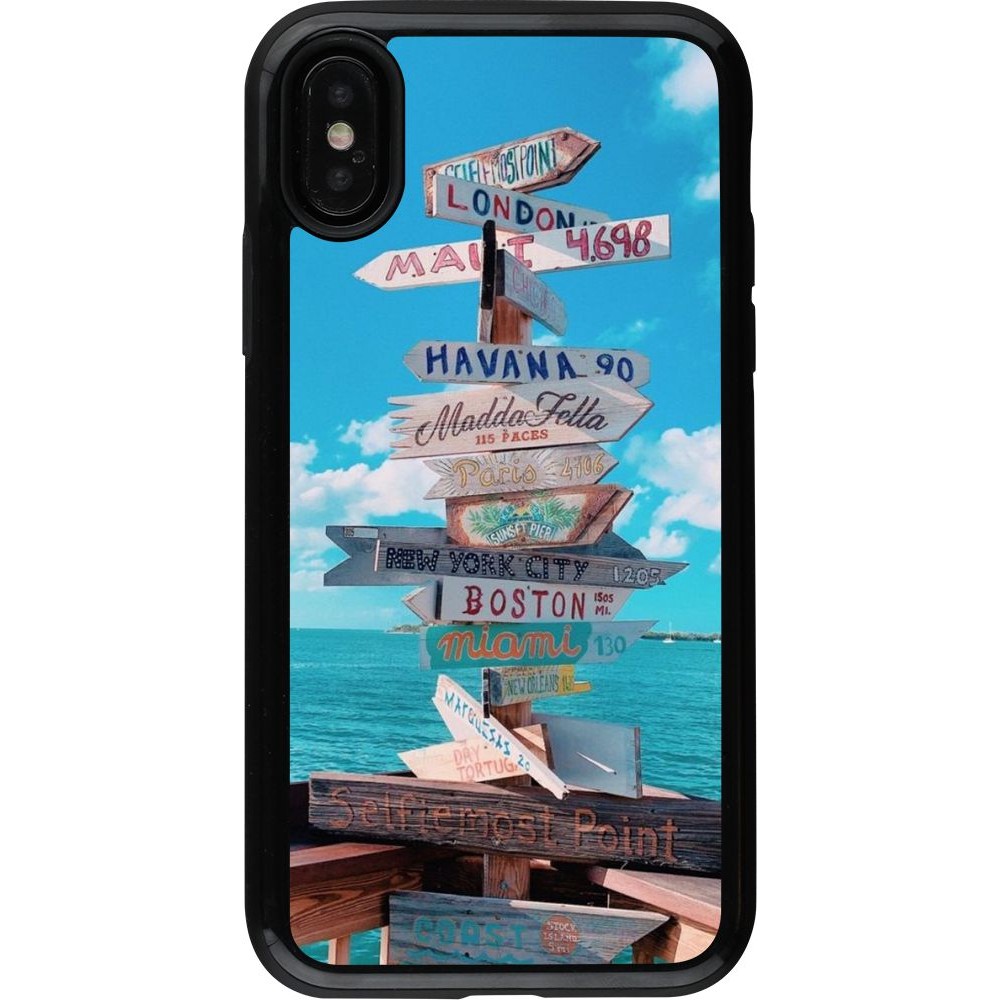 Coque iPhone X / Xs - Hybrid Armor noir Cool Cities Directions
