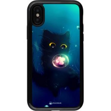 Coque iPhone X / Xs - Hybrid Armor noir Cute Cat Bubble