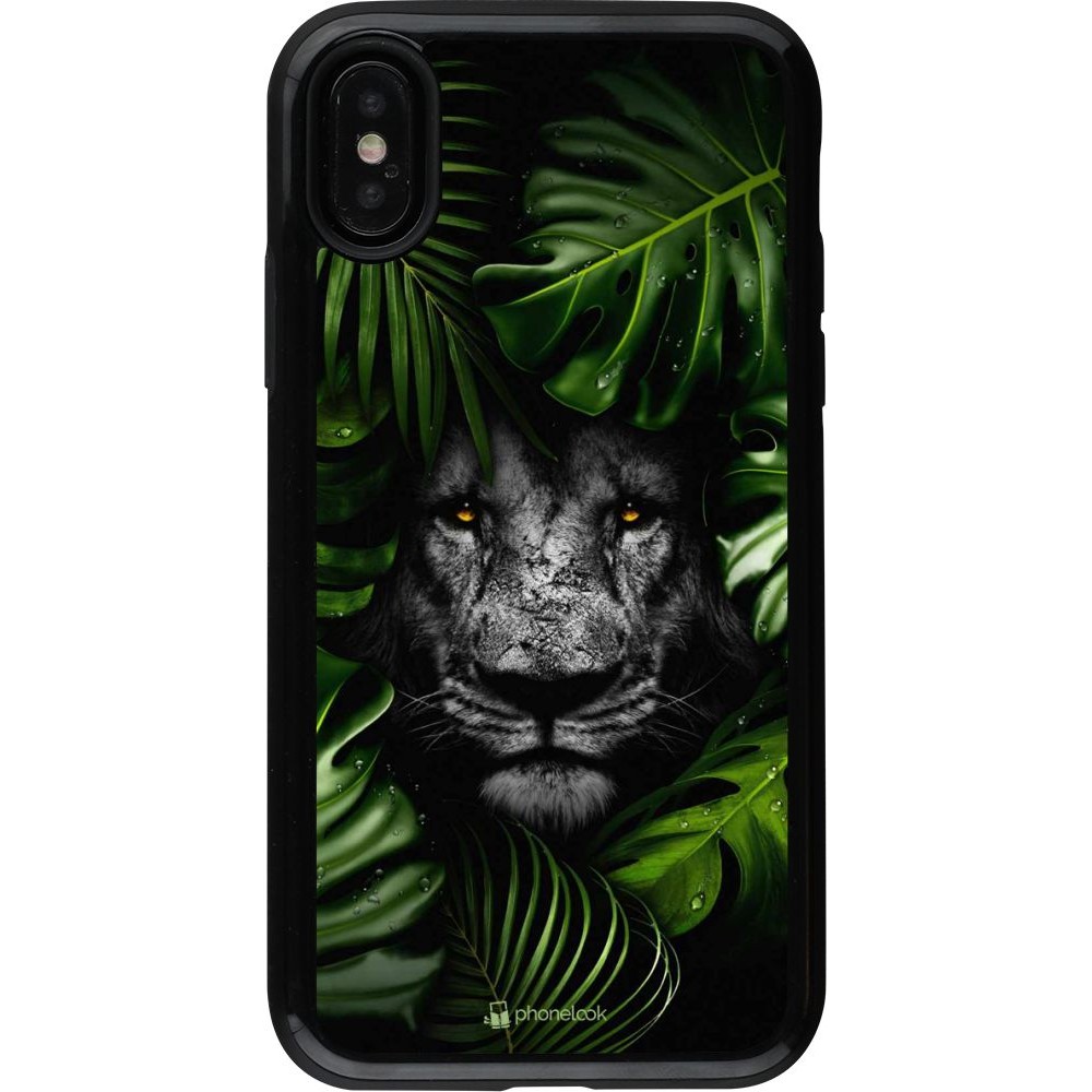 Coque iPhone X / Xs - Hybrid Armor noir Forest Lion