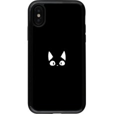 Coque iPhone X / Xs - Hybrid Armor noir Funny cat on black