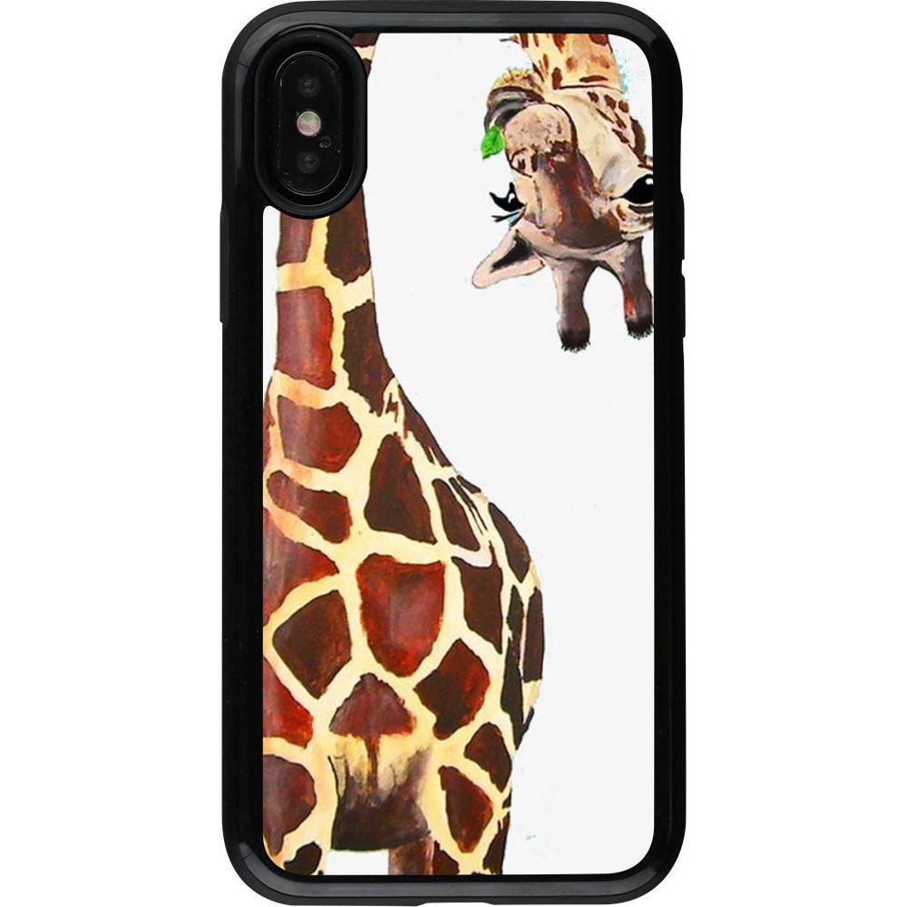 Coque iPhone X / Xs - Hybrid Armor noir Giraffe Fit