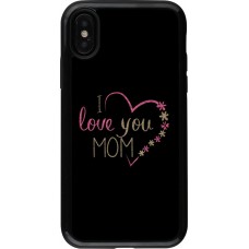 Coque iPhone X / Xs - Hybrid Armor noir I love you Mom