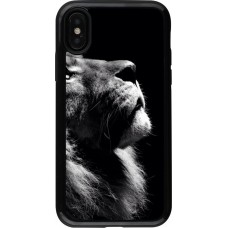 Coque iPhone X / Xs - Hybrid Armor noir Lion looking up