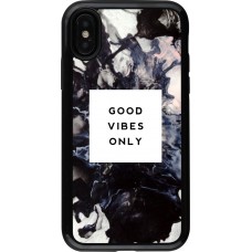 Coque iPhone X / Xs - Hybrid Armor noir Marble Good Vibes Only