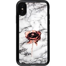Coque iPhone X / Xs - Hybrid Armor noir Marble Rose Gold