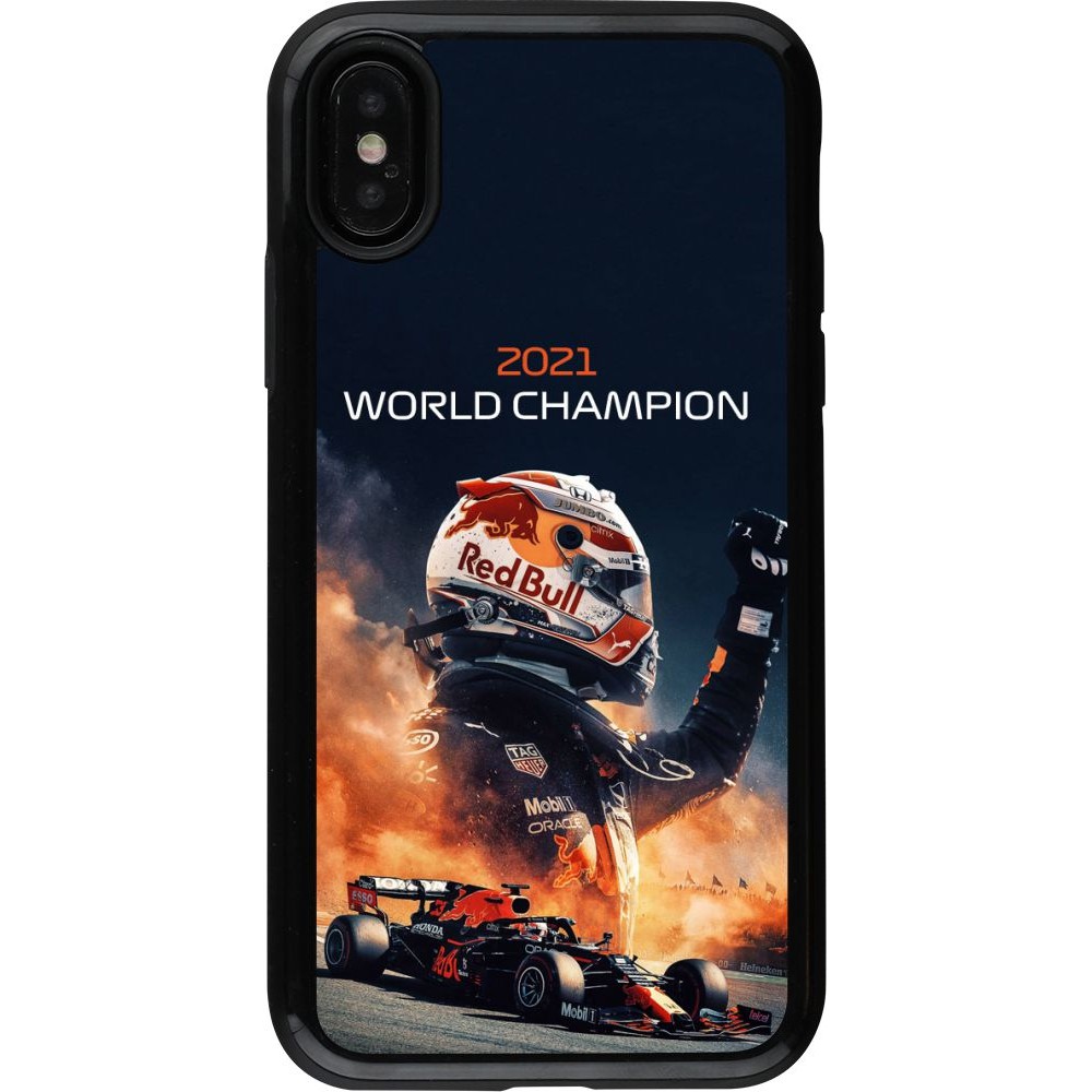 Coque iPhone X / Xs - Hybrid Armor noir Max Verstappen 2021 World Champion