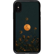 Coque iPhone X / Xs - Hybrid Armor noir Moon Flowers