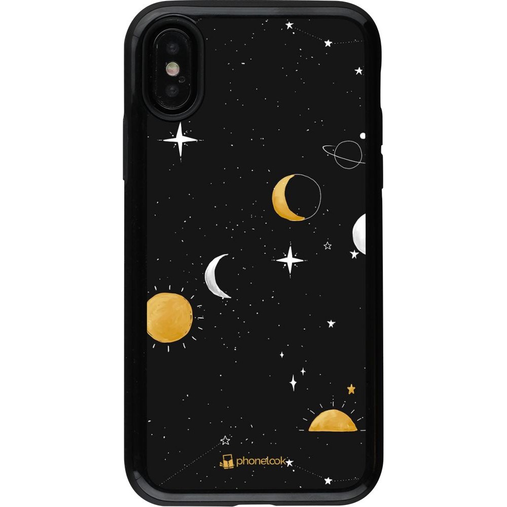 Coque iPhone X / Xs - Hybrid Arm- Or noir Space Vect- Or