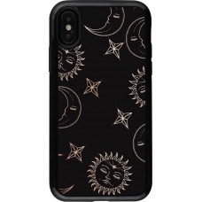 Coque iPhone X / Xs - Hybrid Armor noir Suns and Moons