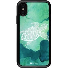 Coque iPhone X / Xs - Hybrid Armor noir Turtle Aztec Watercolor