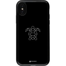 Coque iPhone X / Xs - Hybrid Armor noir Turtles lines on black
