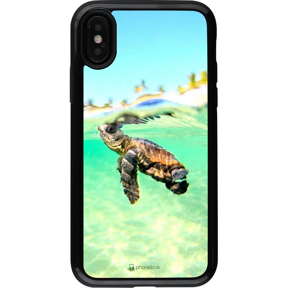 Coque iPhone X / Xs - Hybrid Armor noir Turtle Underwater