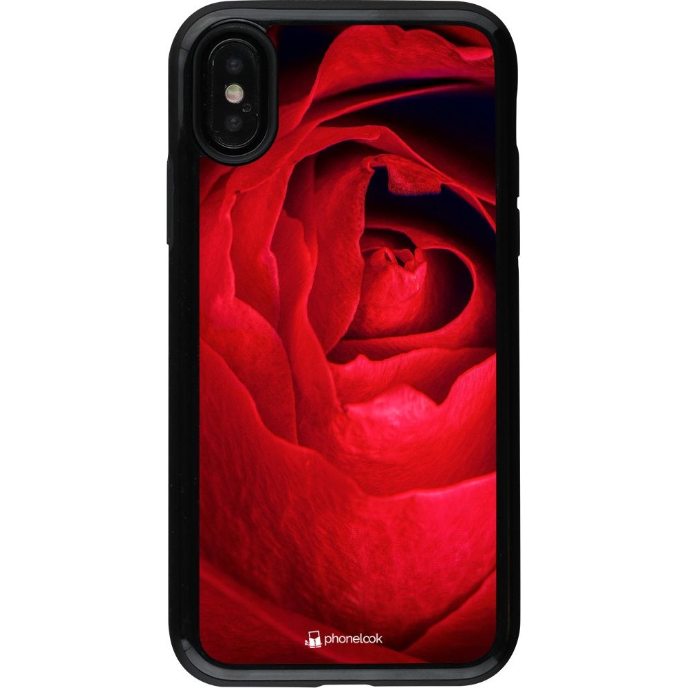 Coque iPhone X / Xs - Hybrid Armor noir Valentine 2022 Rose