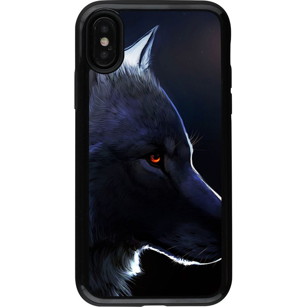 Coque iPhone X / Xs - Hybrid Armor noir Wolf Shape