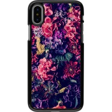 Coque iPhone X / Xs - Flowers Dark