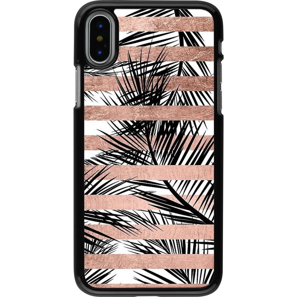 Coque iPhone X / Xs - Palm trees gold stripes