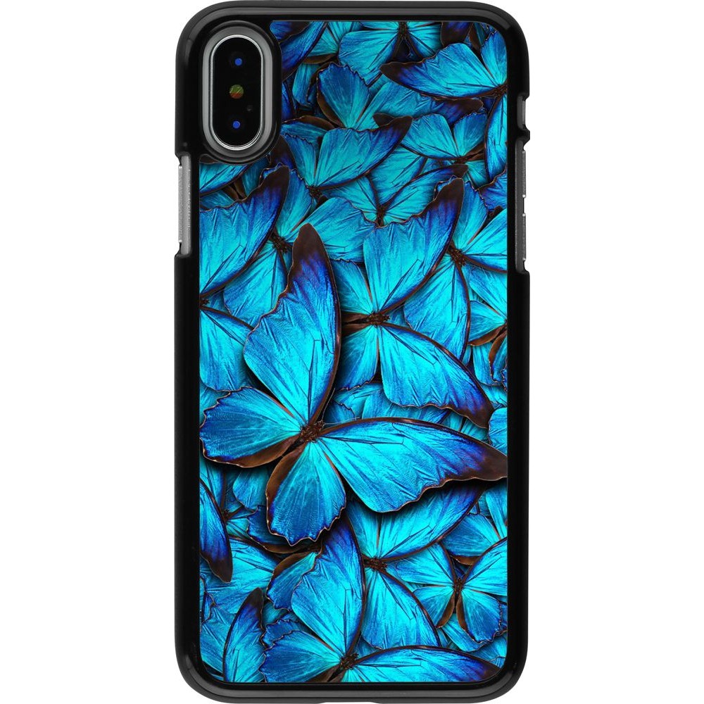 Coque iPhone X / Xs - Papillon - Bleu