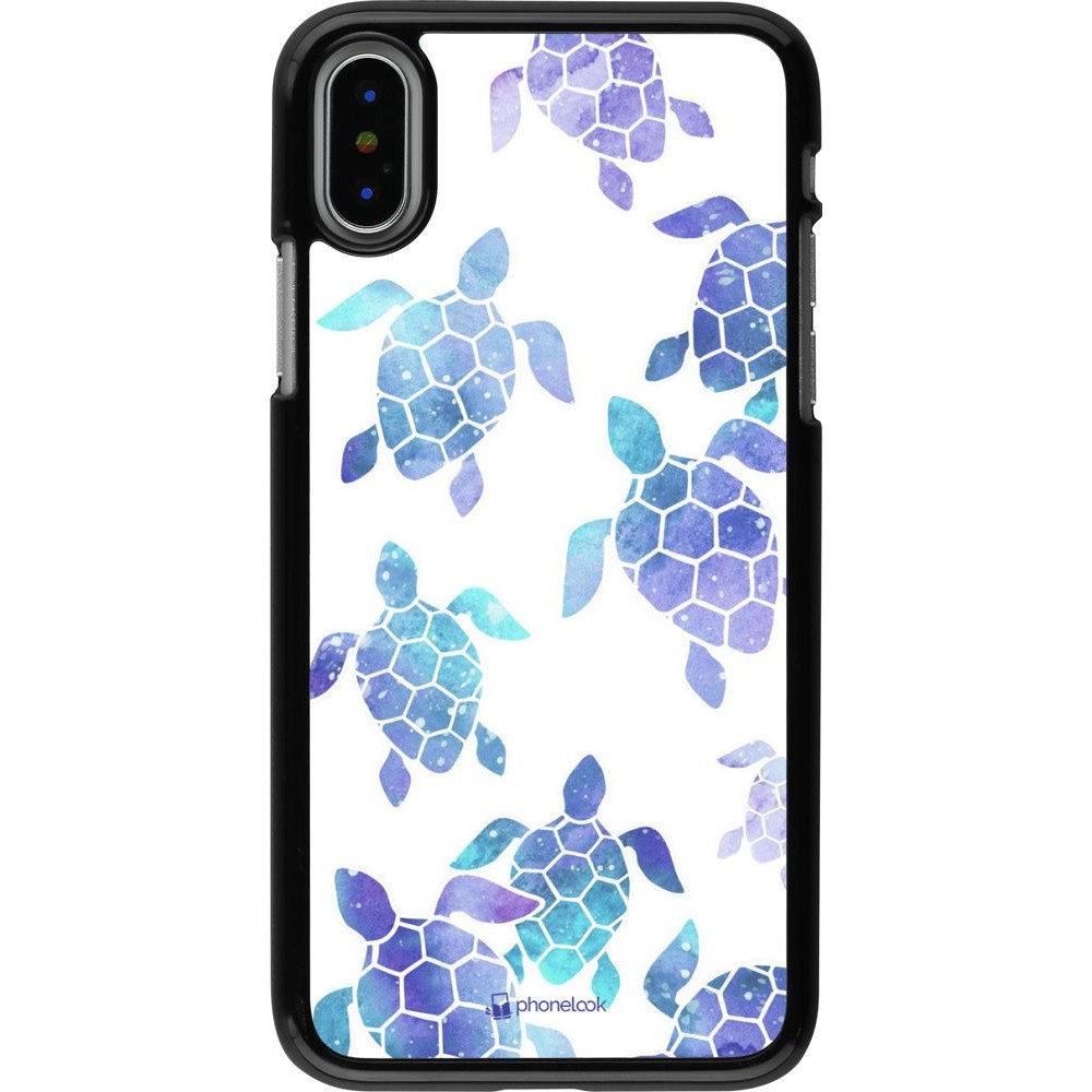 Coque iPhone X / Xs - Turtles pattern watercolor