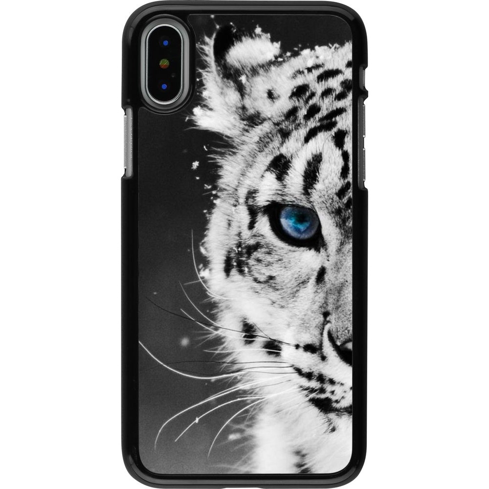 Coque iPhone X / Xs - White tiger blue eye
