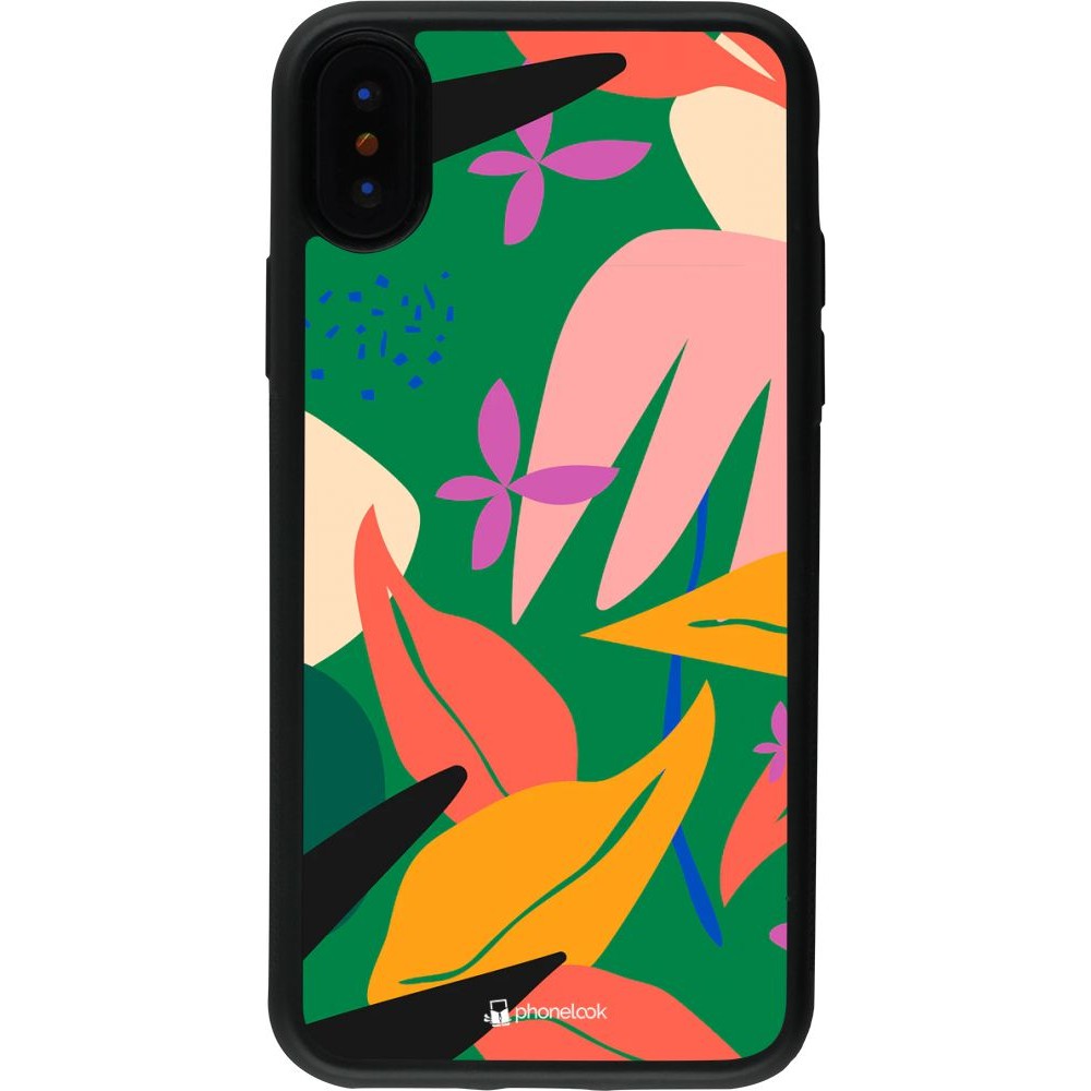 Coque iPhone X / Xs - Silicone rigide noir Abstract Jungle