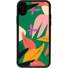 Coque iPhone X / Xs - Silicone rigide noir Abstract Jungle