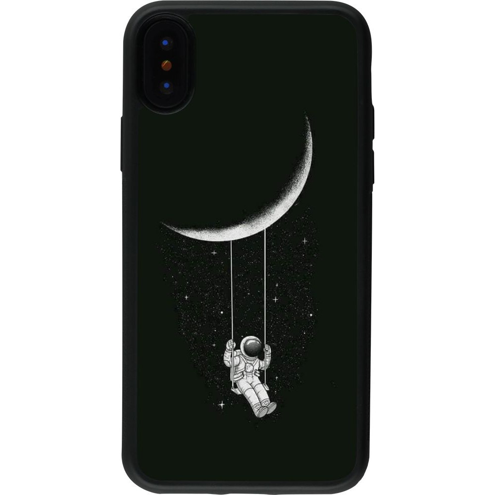Coque iPhone X / Xs - Silicone rigide noir Astro balançoire