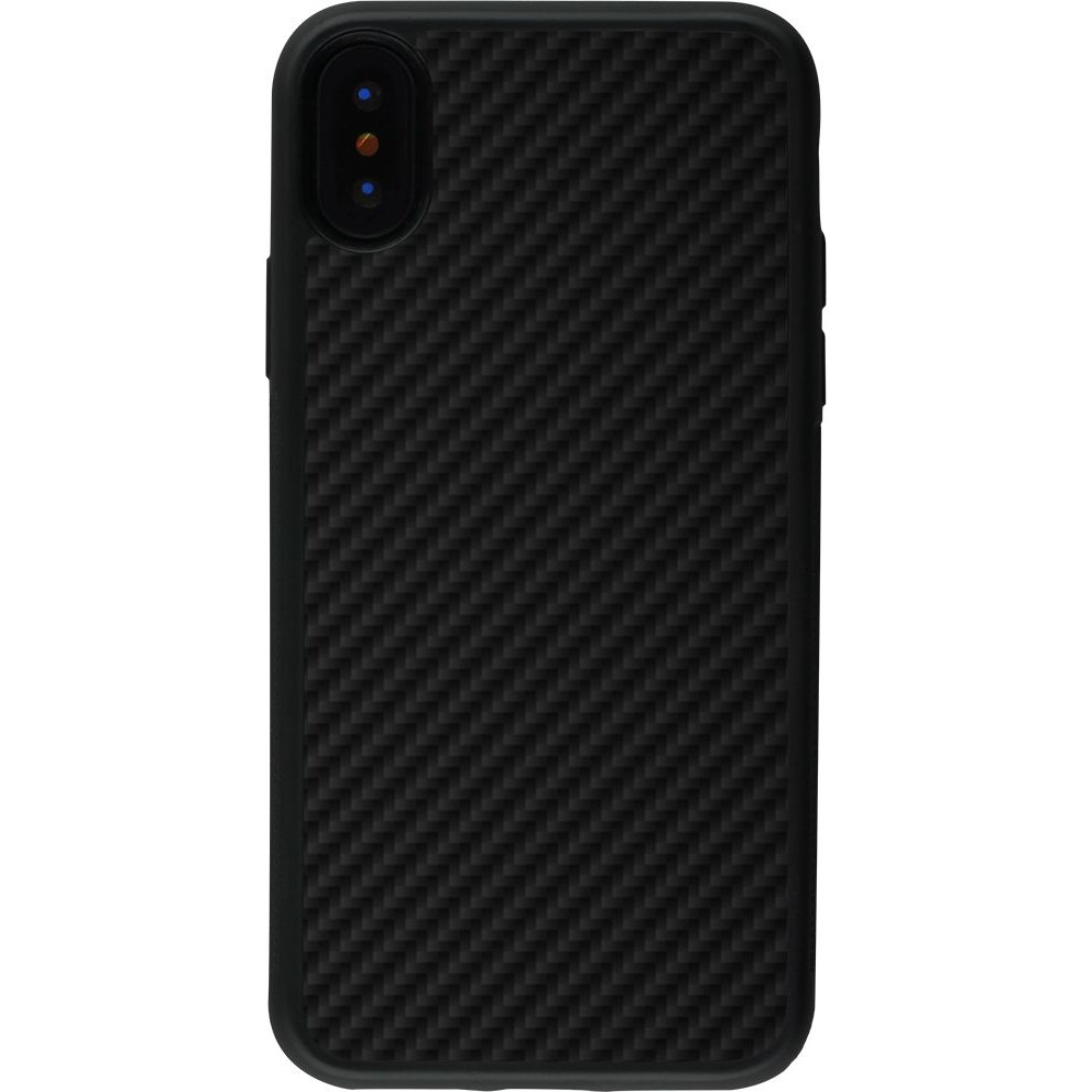 Coque iPhone X / Xs - Silicone rigide noir Carbon Basic