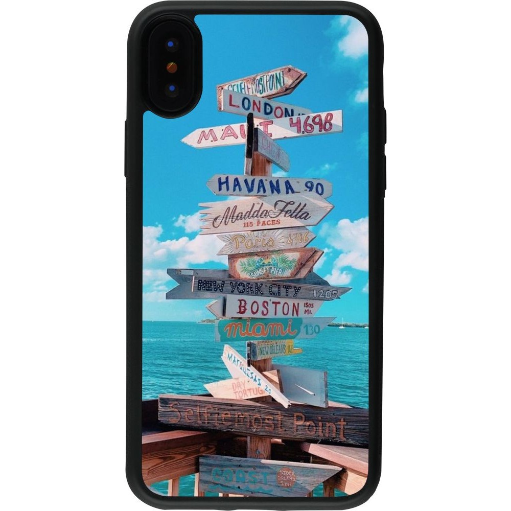 Coque iPhone X / Xs - Silicone rigide noir Cool Cities Directions