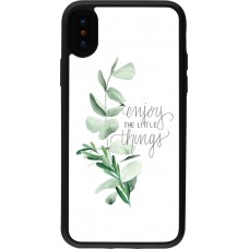 Coque iPhone X / Xs - Silicone rigide noir Enjoy the little things