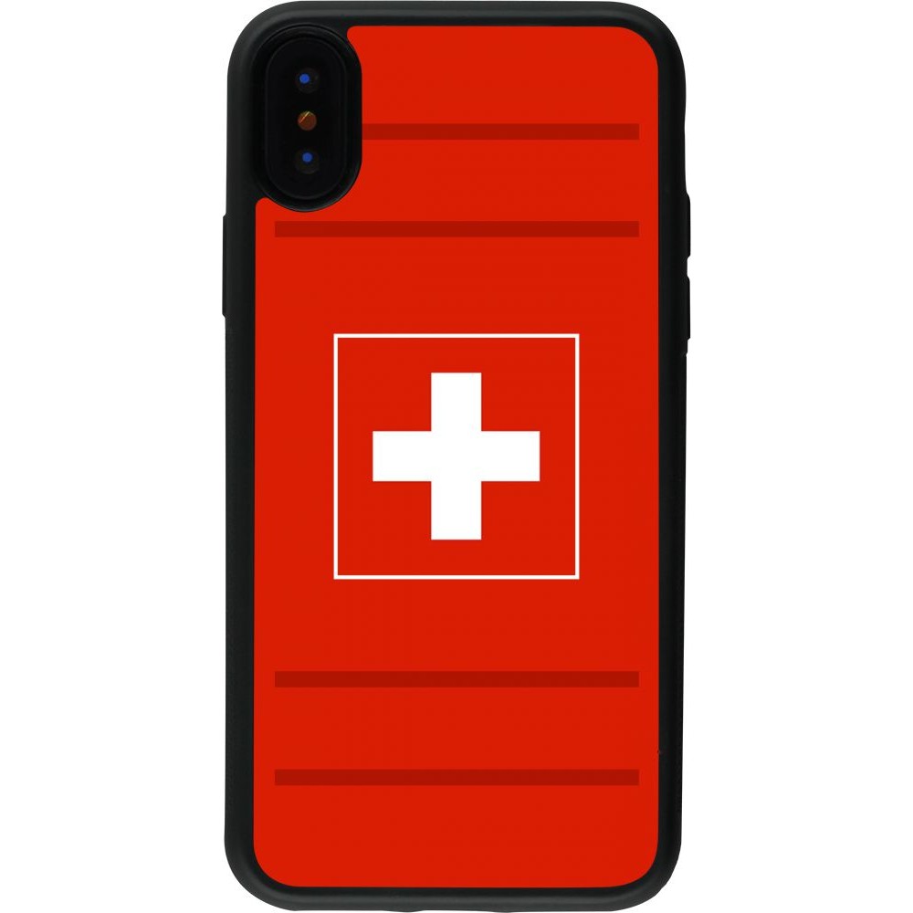 Coque iPhone X / Xs - Silicone rigide noir Euro 2020 Switzerland