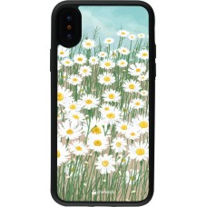 Coque iPhone X / Xs - Silicone rigide noir Flower Field Art