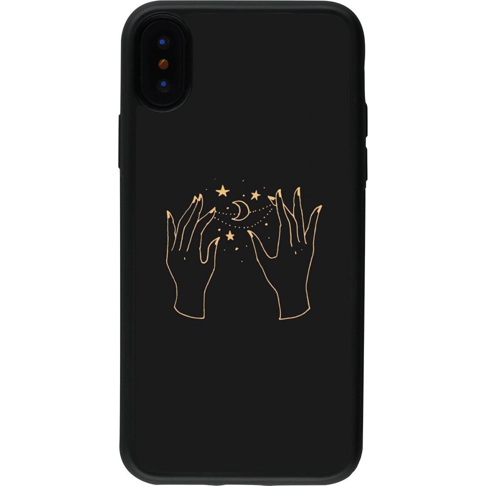 Coque iPhone X / Xs - Silicone rigide noir Grey magic hands