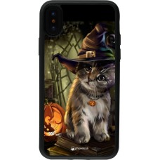 Coque iPhone X / Xs - Silicone rigide noir Halloween 21 Witch cat