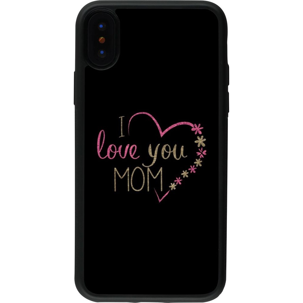 Coque iPhone X / Xs - Silicone rigide noir I love you Mom