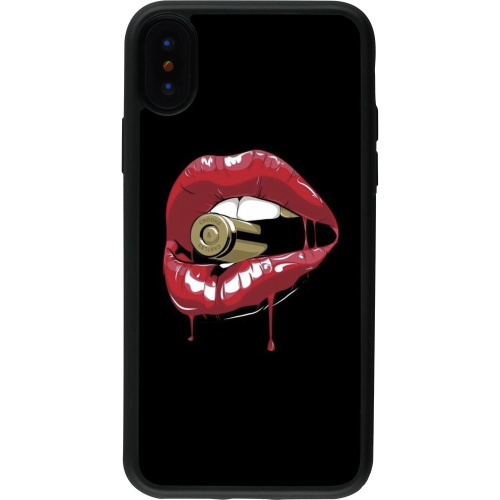 Coque iPhone X / Xs - Silicone rigide noir Lips bullet