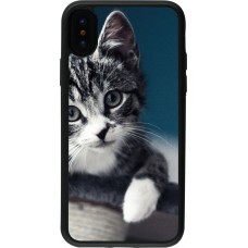 Coque iPhone X / Xs - Silicone rigide noir Meow 23
