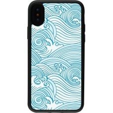 Coque iPhone X / Xs - Silicone rigide noir Ocean Waves