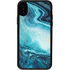 Coque iPhone X / Xs - Silicone rigide noir Sea Foam Blue