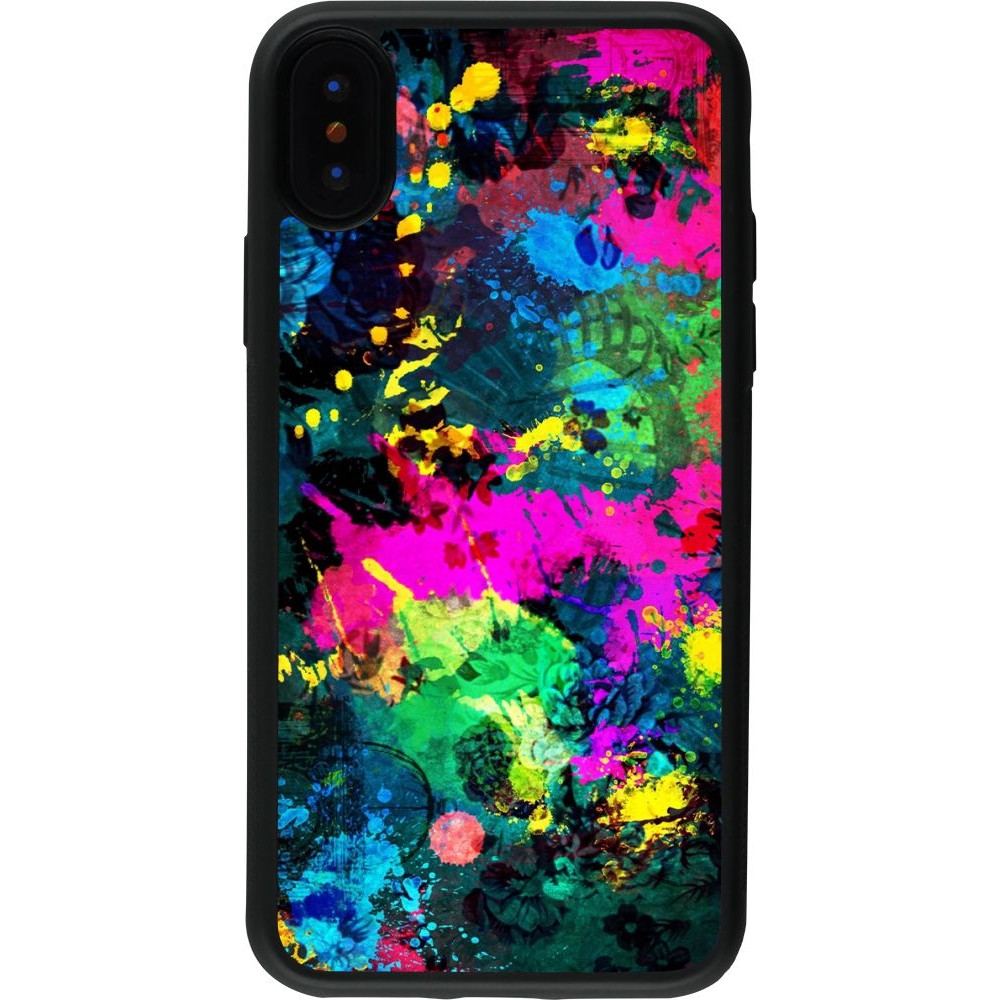Coque iPhone X / Xs - Silicone rigide noir splash paint