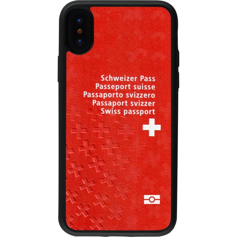 Coque iPhone X / Xs - Silicone rigide noir Swiss Passport