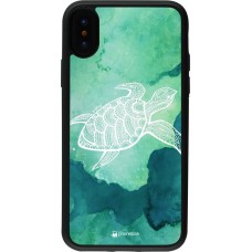 Hülle iPhone X / Xs - Silikon schwarz Turtle Aztec Watercolor