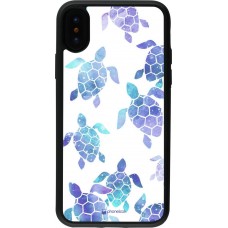 Hülle iPhone X / Xs - Silikon schwarz Turtles pattern watercolor