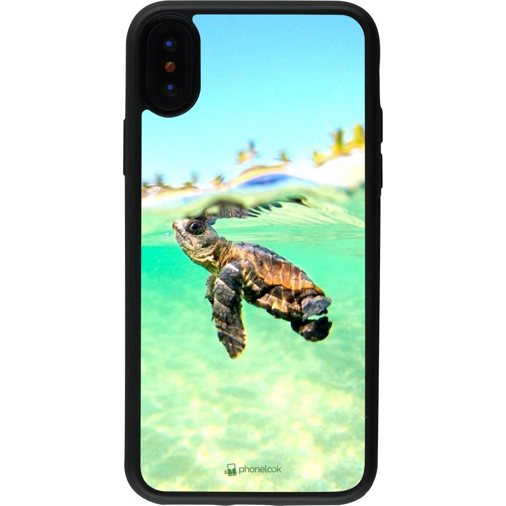 Coque iPhone X / Xs - Silicone rigide noir Turtle Underwater
