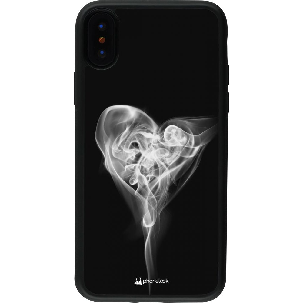 Coque iPhone X / Xs - Silicone rigide noir Valentine 2022 Black Smoke