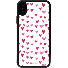 Coque iPhone X / Xs - Silicone rigide noir Valentine 2022 Many pink hearts