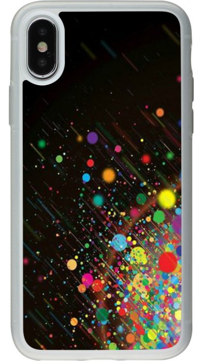 Coque iPhone X / Xs - Silicone rigide transparent Abstract bubule lines