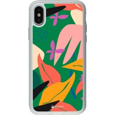 Coque iPhone X / Xs - Silicone rigide transparent Abstract Jungle